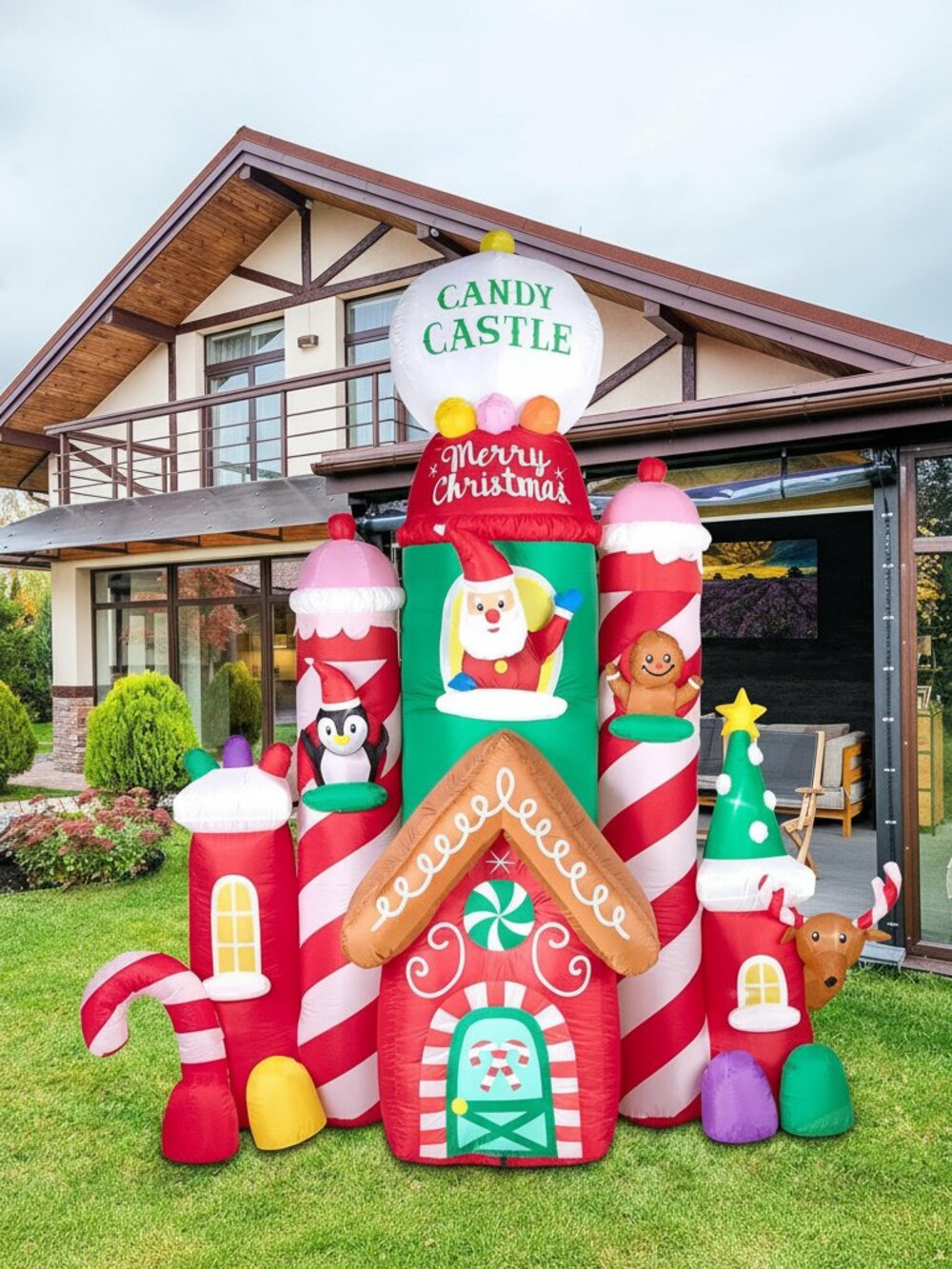 Christmas Inflatable Castle 10FT Outdoor Decor – Colorful LED Holiday Display - Picture 5 of 6